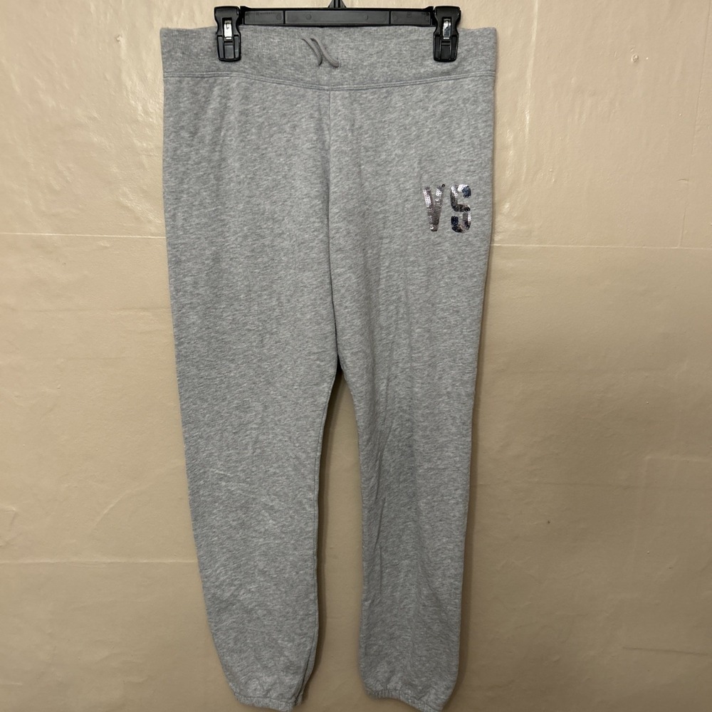 victoria secret medium Light Gray‎ Jogger Pants Sequins